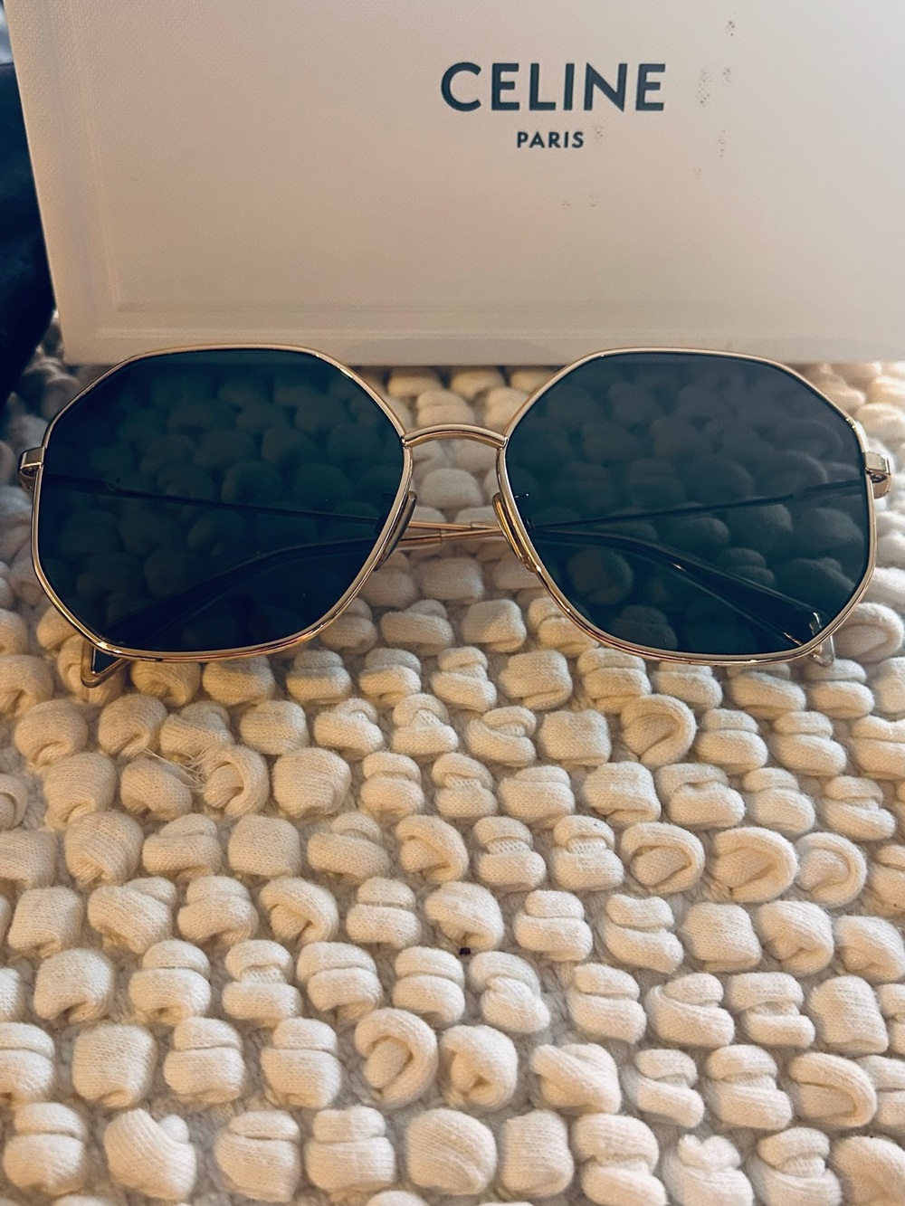 Celine Gold Frame Sunglasses with Dark Green Lenses